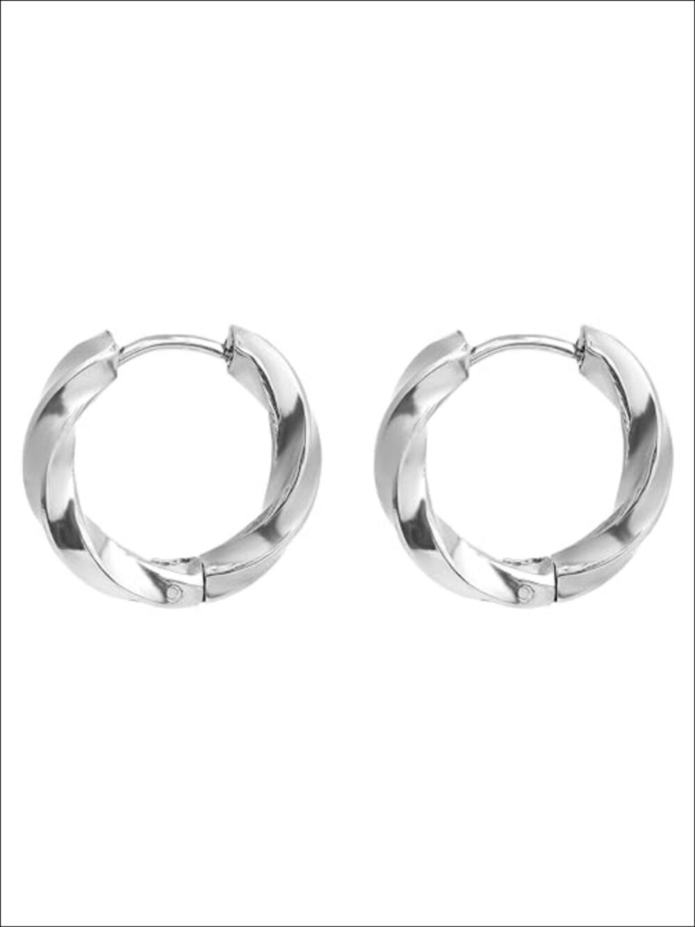 18K Gold Plated Geometric Huggie Hoop Earrings Stainless Steel Hinged